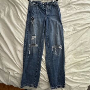 Forever 21 Blue Distressed Straight Leg Jeans- US 29